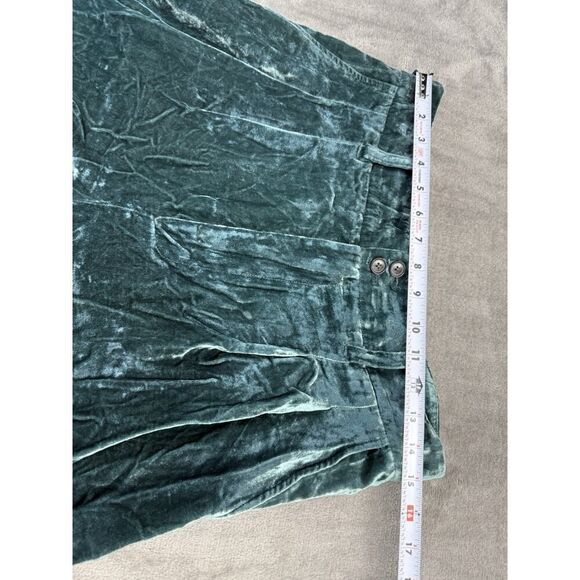 Madewell Velvet Pleated Wide-Leg Pants Smoky Spruce Green | Size 10 - Picture 11 of 16